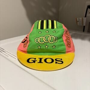 Vintage Gios Cycling Hat Cap Bicycle Race Bike Chain Link Design Made In USA